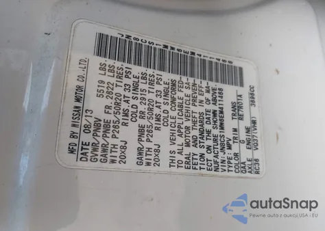 2014 Infiniti Qx70 z USA, uszkodzony, nr VIN JN8CS1MW6EM411466